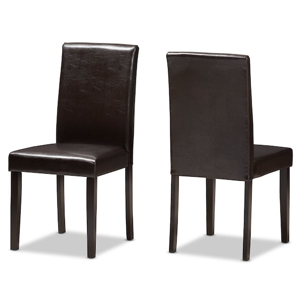 Baxton Studio Mia Modern Dark Brown Faux Leather Upholstered Dining Chair, PK2 142-8029 - main